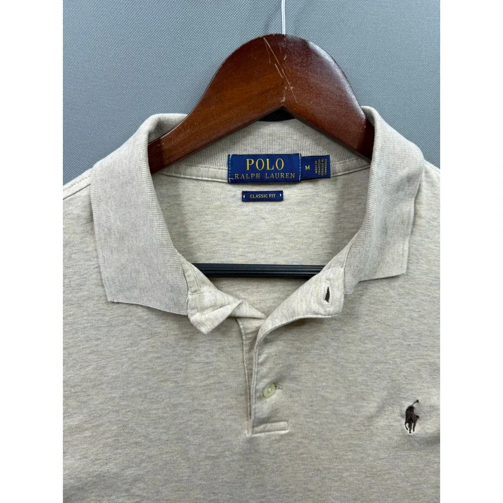 Polo Ralph Lauren Polo Shirt Mens Tan Heather Classic Fit Size M